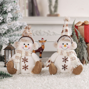Amazon Christmas short leg snowman doll 2023 new warm brown knitted doll living room sofa home decorations