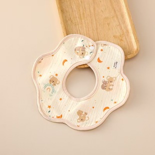 Tiantian Baby Crepe Waterproof Bib Class A Cotton Slip Towel Newborn Baby Waterproof Petal Bib