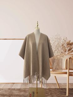 Explosions new fashion temperament square ink painting cape contrast color cape shawl tassel jacket factory wholesale