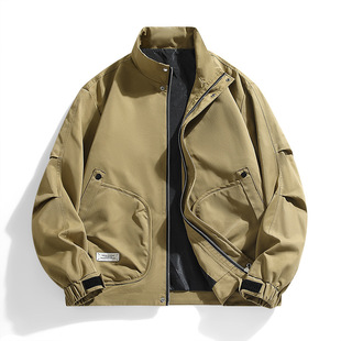Plus size jacket men's autumn and winter new men's stand collar jacket versatile casual jacket fat plus velvet jacket baseball uniform
