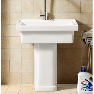 Ceramic washing basin with washboard balcony table control washing pool floor vertical pedestal basin washing sink deepening wash basin