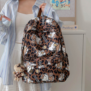 Ins Style New Student Large Capacity Simple Korean Style Backpack Men's Maillard Flying Kitty Schoolbag All-match Backpack