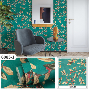 Wholesale New Self-adhesive wallpaper thickened PVC new Chinese bedroom dormitory renovation background wall stickers waterproof instant stickers