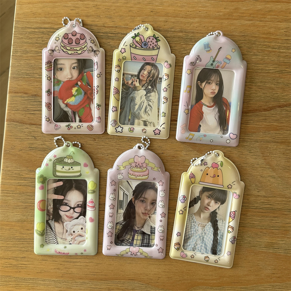 Ins Style Pink Strawberry Cake Guitar 3 Inch Card Set for Campus Card Storage and Display Pendant