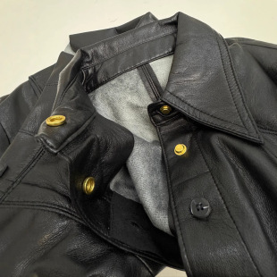 Tail single NA full protein environmentally friendly leather slim straight lapel shirt