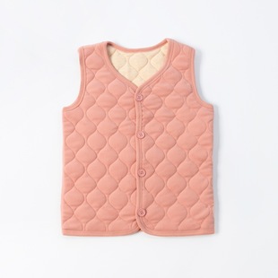 Children's Warm Pants Winter New Three-Layer Thickened Quilted Cardigan Jacket School Uniform Artifact Men's and Women's Vest suit