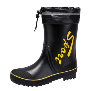 British mid-barrel rain boots men's rubber shoes fleece-lined warm rain boots kitchen car wash non-slip water boots fishing work water shoes