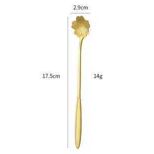 Stainless Steel Cherry Blossom Spoon Various Mixing Spoon Leaf Spoon Golden Small Round Spoon Short Handle Coffee Spoon Long Handle Mug Spoon