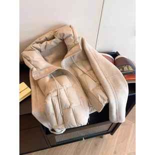 Unique and Chic Stitching Hooded Cotton-padded Coat Women's Coat Autumn and Winter 2024 Fashion Western Style All-match Design Sense Cotton-padded Clothes Fashion