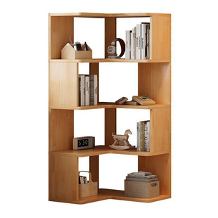 Solid Wood Corner Bookshelf Integrated Storage Rack Wall Floor Narrow Cabinet Household Corner Storage Shelf Bookcase Storage Cabinet