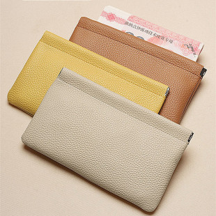 Casual Modern Soft Leather Cash Storage Wallet Large Capacity Long Wallet Clip Large Banknote Sundry Storage Shrapnel Cosmetics Bag
