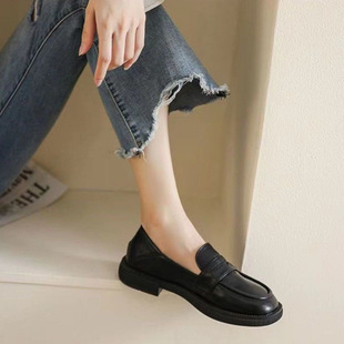 35-43 Size plus size Real Soft Leather British Style Leather Shoes Women's All-match French Single Shoes 41 Soft Bottom Loafers 42