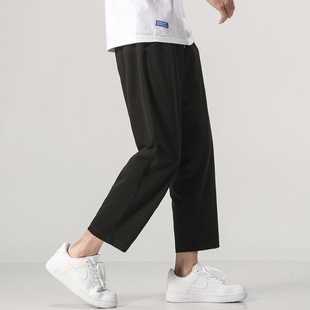 Eight-point Casual Pants Men's Spring and Autumn Youth Thin Loose Sweatpants Korean-style Trendy Solid Color Leg Sports Pants