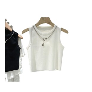Pure Spice Girl Style High Waist Navel-exposed Short Striped Vest Women's 2024 Summer New Slim-fit Sleeveless Top