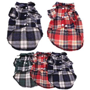 Dog clothes pet cat summer thin plaid shirt summer Corky Teddy puppy clothes factory wholesale