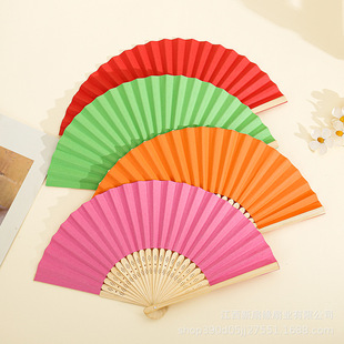 Paper bamboo fan 21cm fan folding fan Daily wedding supplies small folding fan bamboo bone Amazon hot sale