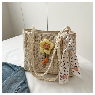 Woven Straw Bag Women's Large Capacity 2023 New Summer All-match One-shoulder College Student Class Commuter Tote Bag
