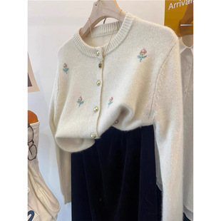 Grey Raccoon Velvet Sweater Coat Women's Spring and Autumn 2024 New Milk fufu Lazy Knitted Cardigan Top recommend