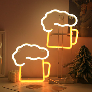 Cross-border new LED neon light beer cup modeling light creative bar drinking beer decorative light factory direct supply