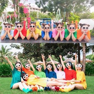 Color T-shirt Women's Candy-colored Girlfriend Dress Multi-person Group Construction Travel Dress Student School Sports Meeting Group Party to have more than one room