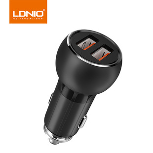 LDNIO Amazon QC3.0 dual USB port car charger mobile phone tablet car charger cigarette lighter with cable set