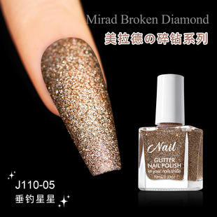 Cross-border Maillard Broken Diamond Nail Polish Free Roasting Water-based Long-lasting Red Fine Flash Champagne Flash Nail Glue Nail Polish Wholesale