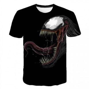 Warrior Venom in the Dark 3D Digital Print Men's Teenager Short Sleeve T-Shirt Sports Casual Round Neck Short Sleeve