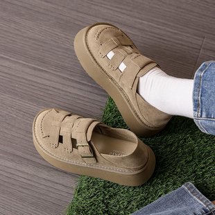 Baotou Sandals Thick-soled Heightened Burken Shoes Women's 2024 New Spring Spring Summer Cave Shoes Thong Cake Roman Women's Shoes