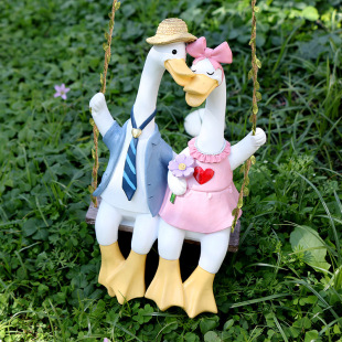 Garden Creative Simulation Couple Duck Swing Pendant Garden Accessories Decorations DIY Flower Pot Balcony Decorative Ornaments