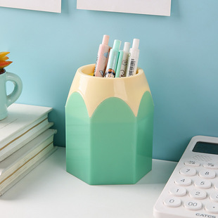 Creative pen holder student office learning stationery desktop large capacity storage barrel large pencil head color induction barrel