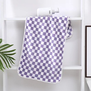 Japanese Style Simple Coral Fleece Plaid Edge High Color Value Towel Bath Towel suit Soft Absorbent