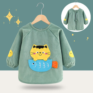 New wholesale 2024 autumn and winter children's overalls baby kindergarten anti-dress waterproof anti-dirty long sleeve coat