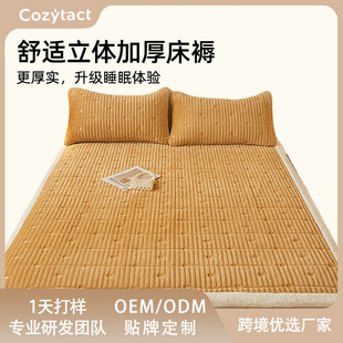 Milk Velvet Soft Cushion Fleece-Lined Thickeneded Quilt Mattress Blanket Bed Sheets Winter Mattress Cover Thickeneded Bed Bed Sheets