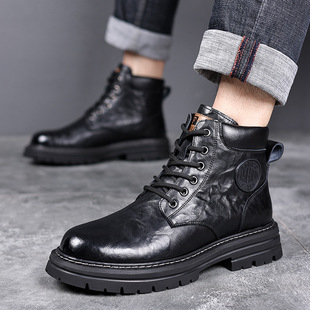 Men's autumn and winter martin boots fleece-lined padded warm cotton shoes retro trend locomotive tooling boots a generation of hair