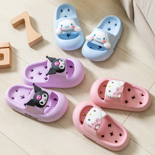 Sanrio протекает детские тапки Baotou быстро сушат в помещении нескользящие полые для дома, мальчики и девочки не пахнут холодными тапочками