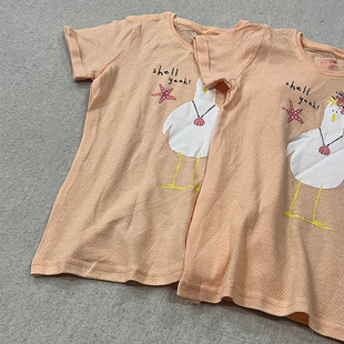European and American Foreign Trade Single Girl Cool Home Clothes Girl Sweet Cute Short Sleeve Top Summer Baby Round Neck Pajamas