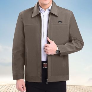 Spring and Autumn New Middle-aged Men's Jacket Casual Business Jacket Middle-aged and Elderly Jacket Dad Zipper/Button
