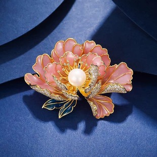 High-end Niche Design Peony Flower Brooch Ins Women's Suit Jacket Coat Corsage Fixed Clothes Pin Gift