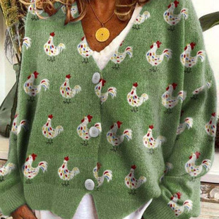 Foreign Trade Cross-border 2024 Amazon Foreign Trade New Christmas Abstract Printing Casual Cloak Coat Cardigan Sweater