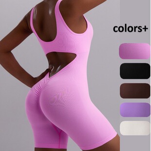 Popular style rear V waist backless jumpsuit outdoor sports high elastic hip fitness sleeveless one-piece comfortable tights for women