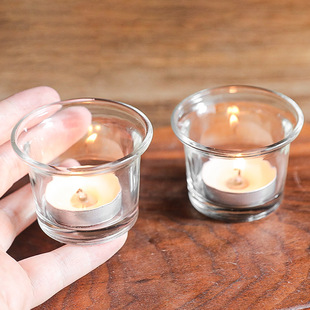 Simple Romantic Glass Candle Cup Chinese Candlestick European Style Candlelight Dinner Wedding Birthday Swing Chart Aromatherapy Windproof Cup