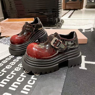 Round Toe All-match Dress Black Thick Bottom British Style Leather Shoes Women's 2025 New Autumn Retro Thick Heel Single-layer Shoes
