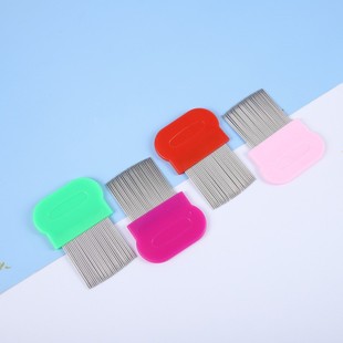 Pet Cat Dog Flea Comb Single Row Stainless Steel Needle Cleaning Beauty Comb Plastic Teeth Hair-removing Comb Grate Supplies