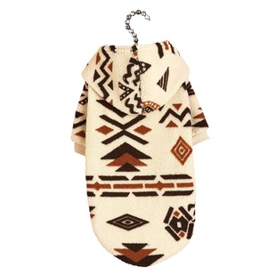 Totem printing autumn and winter plush warm pet hooded sweater cross-border supply manufacturers wholesale ins style dog clothes
