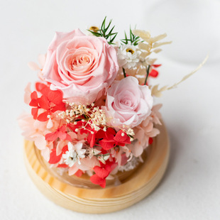 Tuanjian diy handmade activity material package luminous eternal flower dried flower glass cover decoration Mother's Day high-end salon