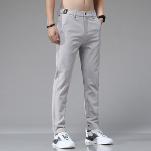 Pants Men's Autumn Ice Silk Casual Pants Men's Straight Loose Elastic Thin Quick-drying Sports Summer Pants Breathable