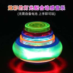 Douyin the same cartoon UFO gyro colorful electric music flash space gyro night market stall children's toys