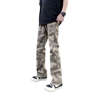 Camouflage Jeans Men's Loose Straight American Fashion Hip Hop Pants Autumn and Winter All-match Handsome High Street Casual Pants