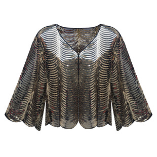 Waistcoat lace shawl women's summer and autumn suspender skirt outer sun protection blouse cheongsam cardigan short mesh small coat