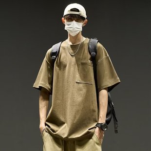 Japanese Style Retro Simple plus size Short-sleeved T-shirt Men's Summer Loose Half-sleeved Ins Fashionable Men's Round Neck Half-sleeve Trendy